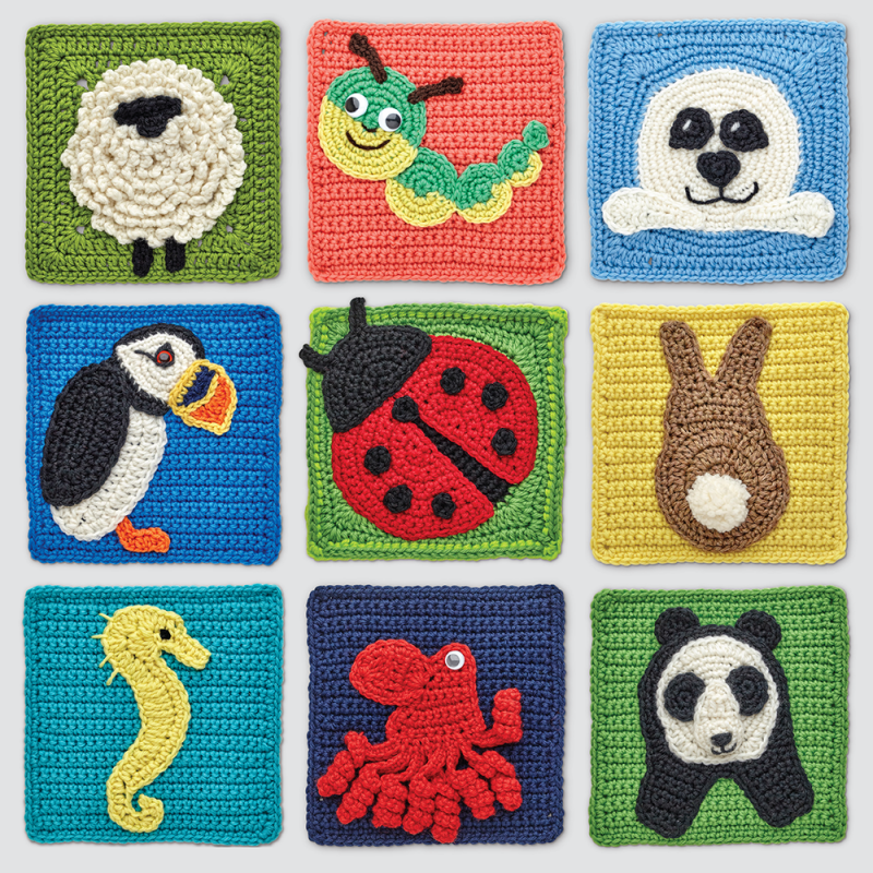 Animal Granny Squares Crochet Book by Leonie Morgan
