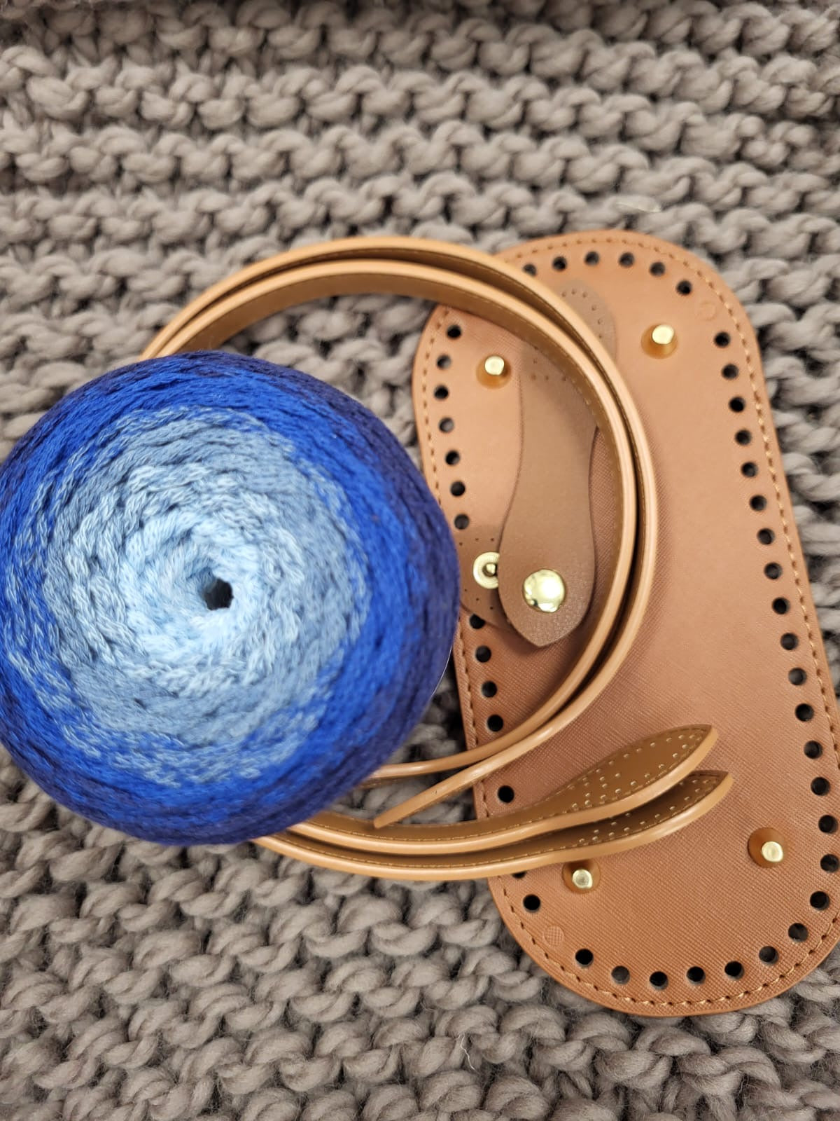 Crochet Bag Kit With Faux Leather Base and Handles