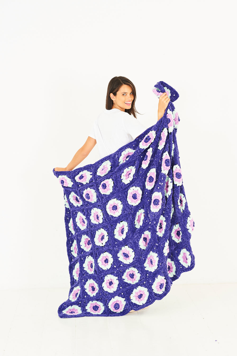 Stylecraft Chenille Chunky Pattern 10249 Crochet Motif Blankets