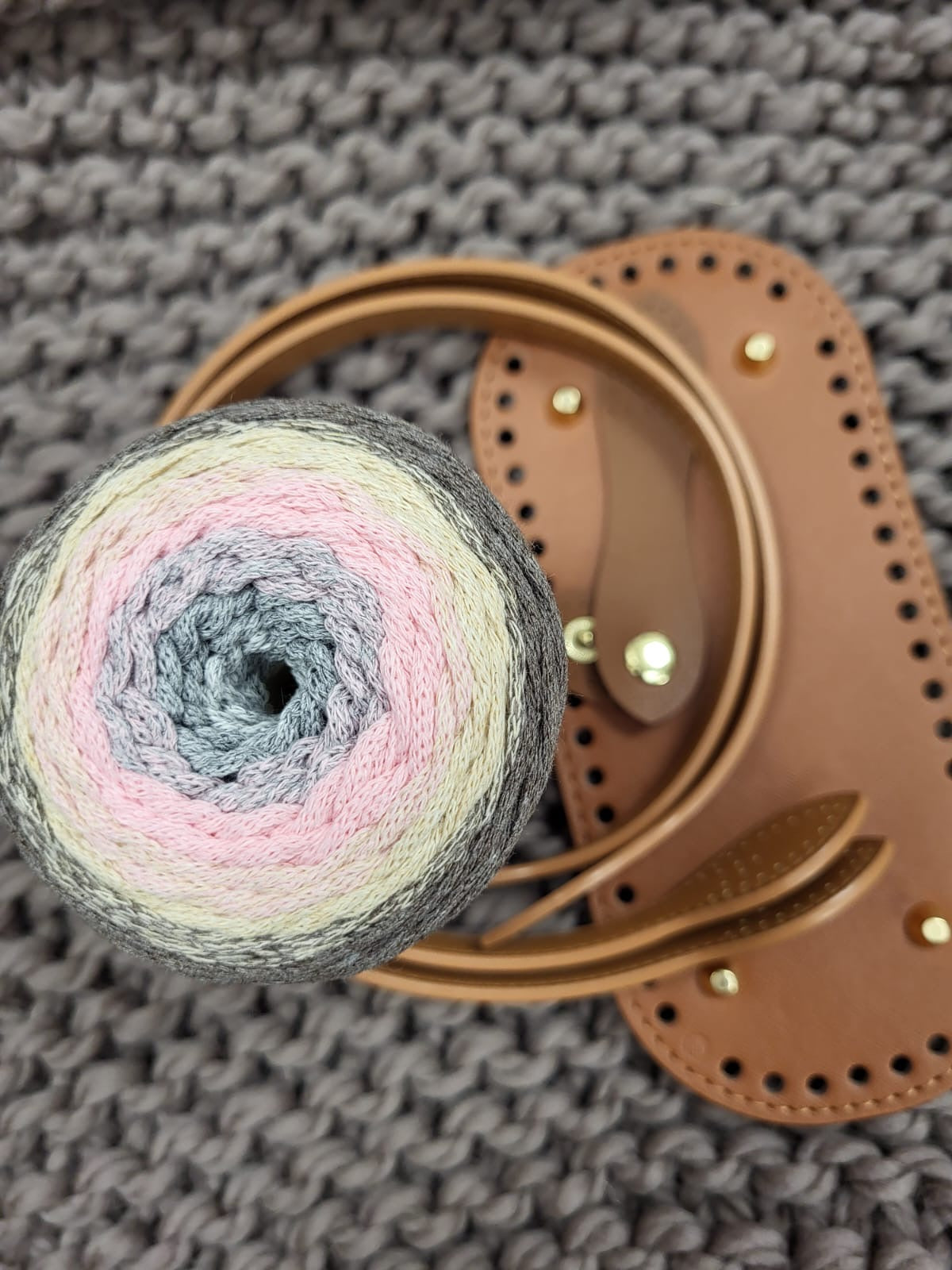 Crochet Bag Kit With Faux Leather Base and Handles