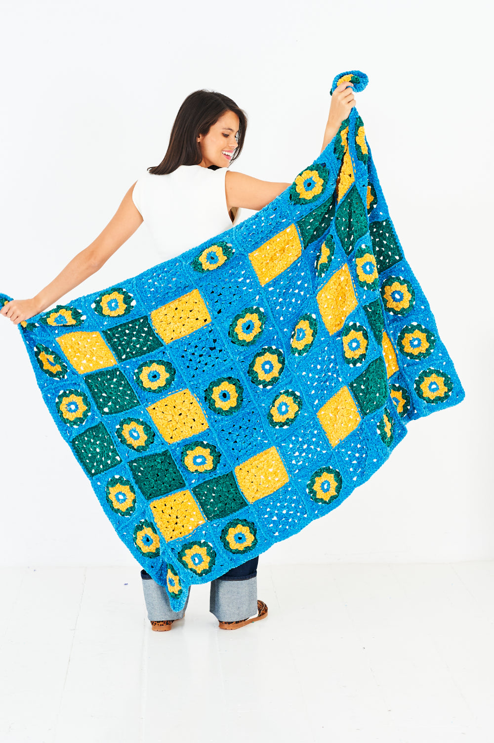 Stylecraft Chenille Chunky Pattern 10249 Crochet Motif Blankets
