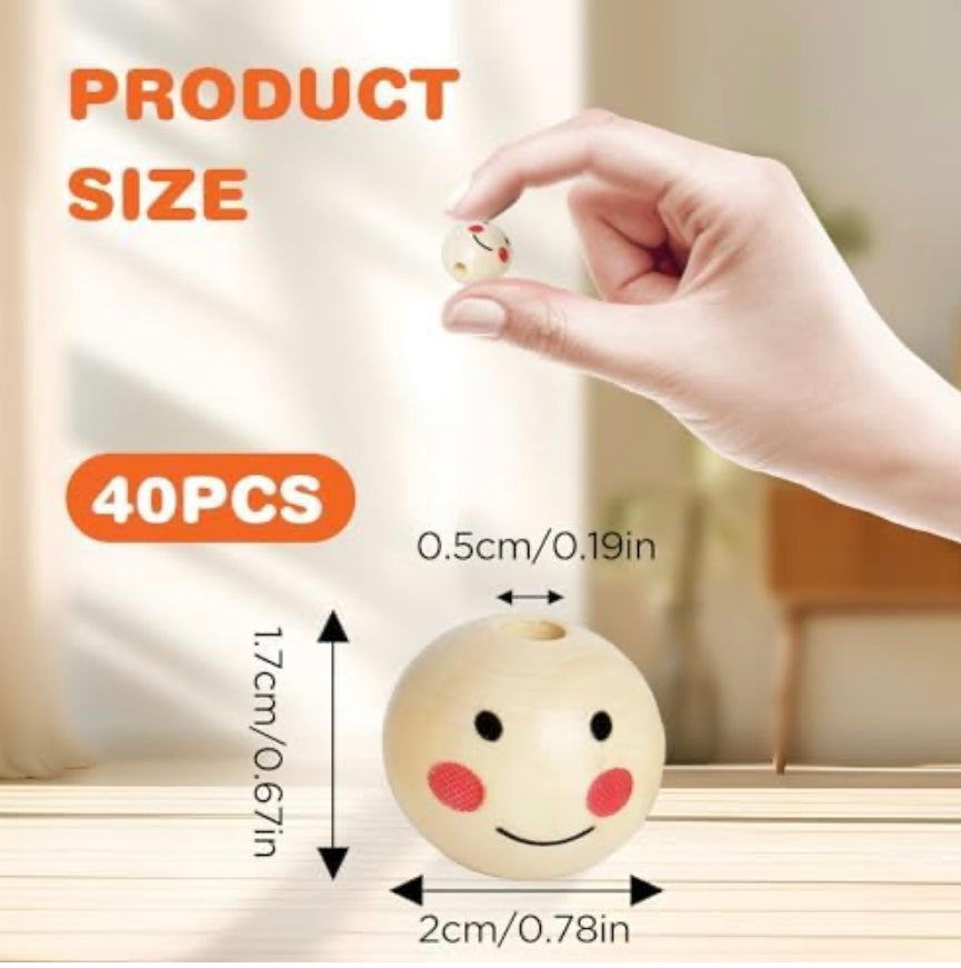 20mm Wooden Bead Faces (Pack of 5)