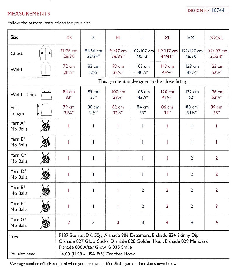 Sirdar 10744 Sirdar Dress Pattern