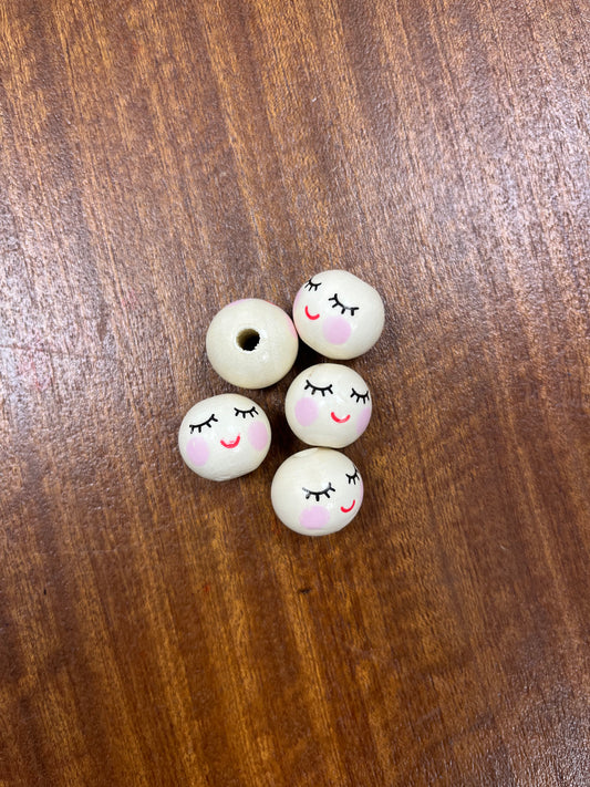 20mm Wooden Bead Faces (Pack of 5)
