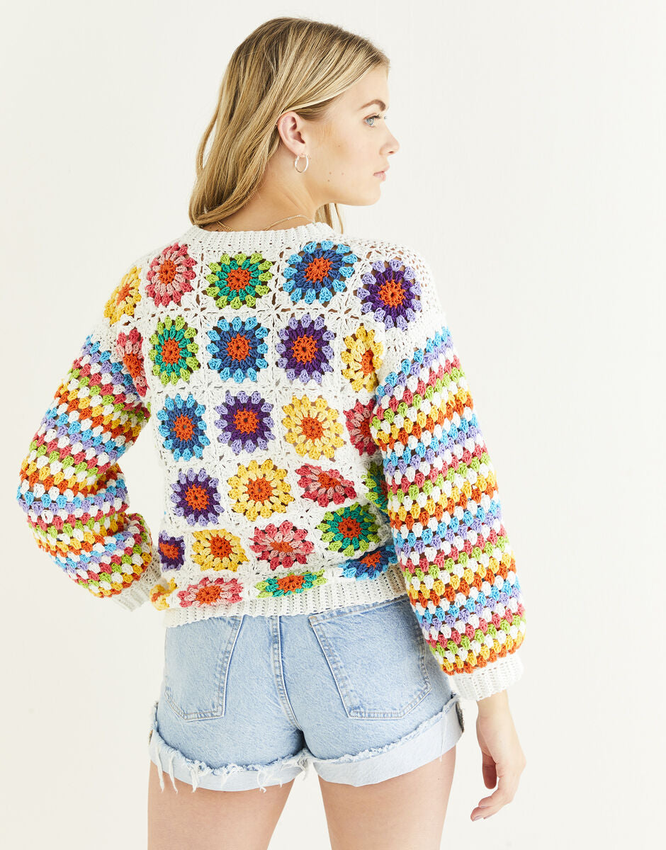 Sirdar 10527 Crochet Granny Square Sweater Pattern