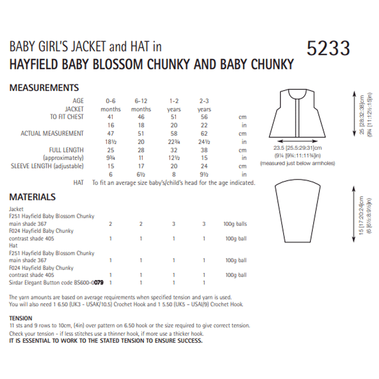 Sirdar 5233 Baby Chunky Cardigan Crochet Pattern