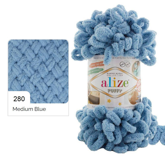 Alize Puffy Finger Knitting 340 Medium Blue