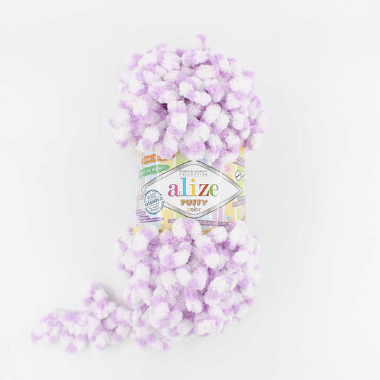 Alize Puffy Colour Finger Knitting 6458 White/Lavender