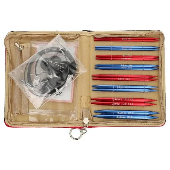 Knit Pro Red Wave Interchangeable Knitting Needle Set- Set of 8