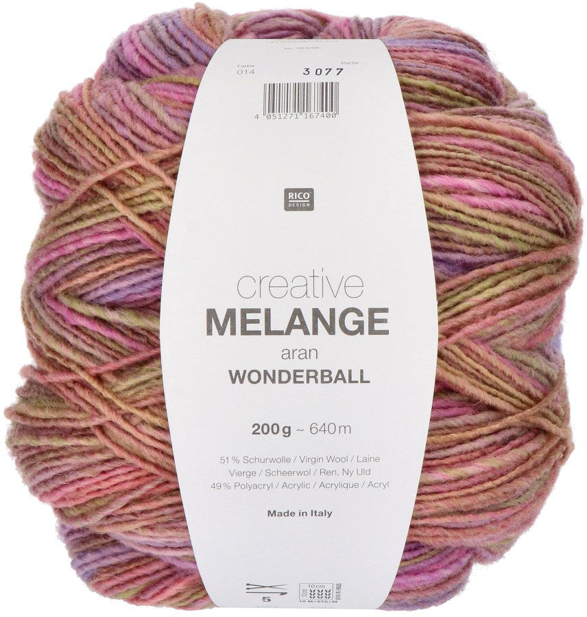 Rico Creative Melange Aran Wonderball 014 Lilac/Fuchsia