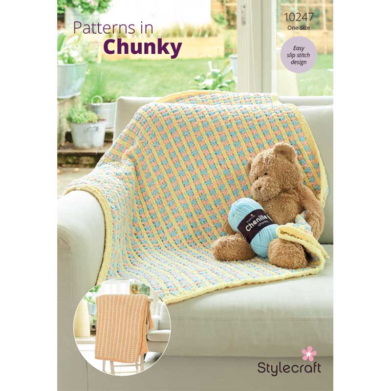 Stylecraft Chenille Chunky Pattern 10247 Knit Blankets