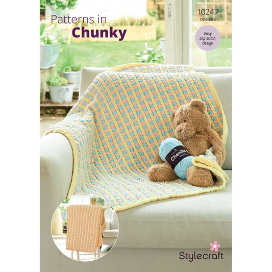 Stylecraft Chenille Chunky Pattern 10247 Knit Blankets