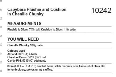 Stylecraft Chenille Chunky Pattern 10242 Crochet Capybara Cushion and Plushie