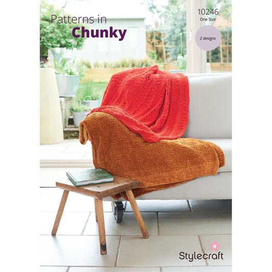 Stylecraft Chenille Chunky Pattern 10246 Knit Blankets