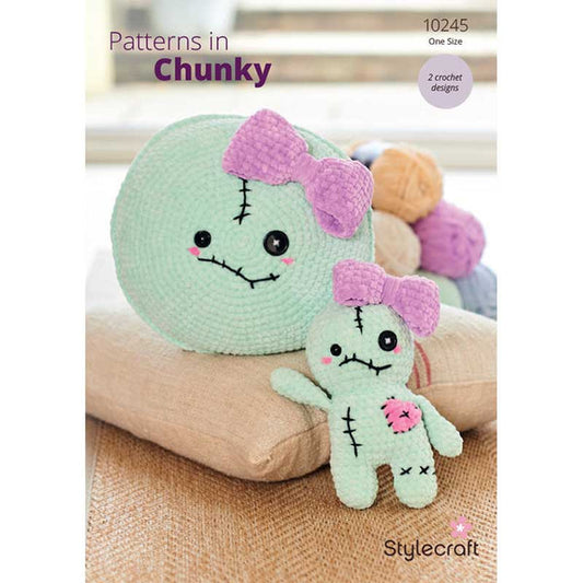 Stylecraft Chenille Chunky Pattern 10245 Crochet Voodoo Doll Cushion and Plushie