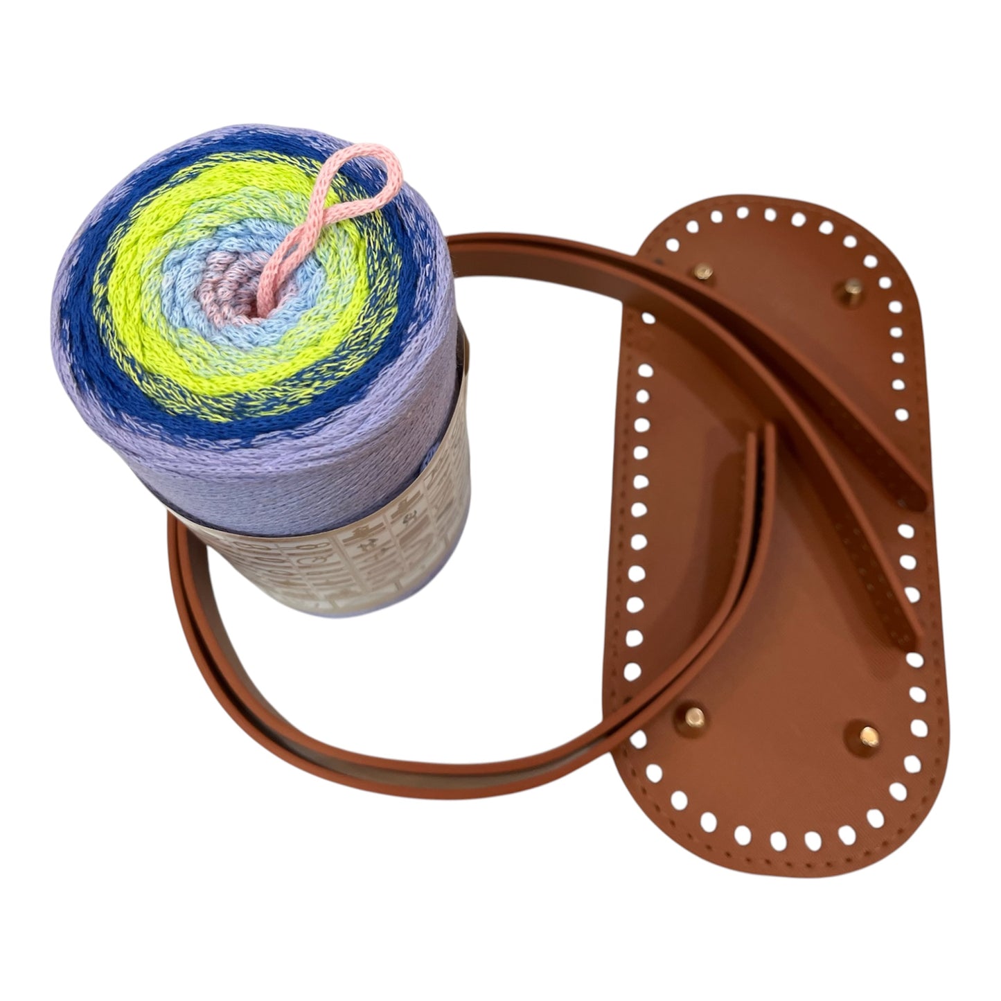 Crochet Bag Kit With Faux Leather Base and Handles