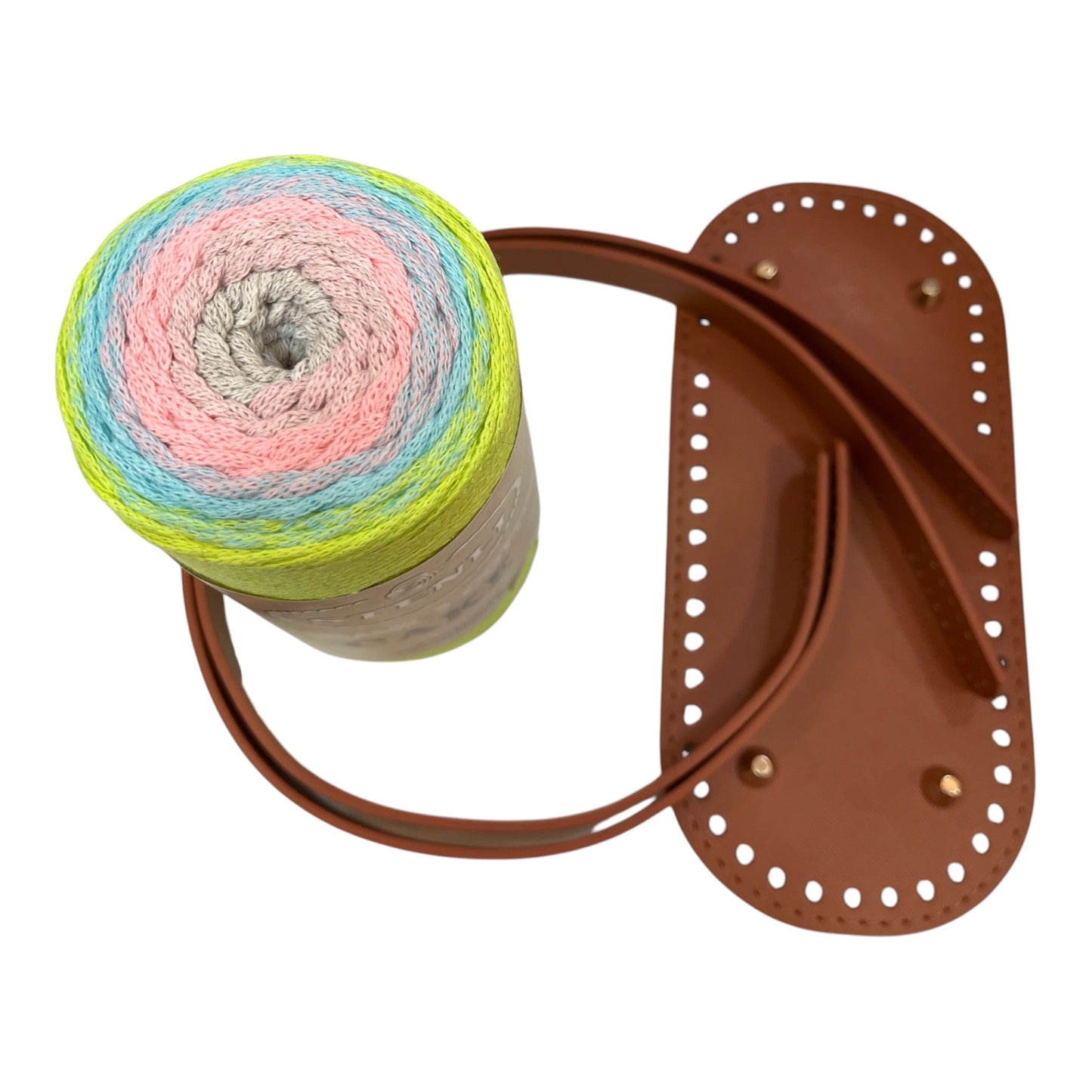 Crochet Bag Kit With Faux Leather Base and Handles