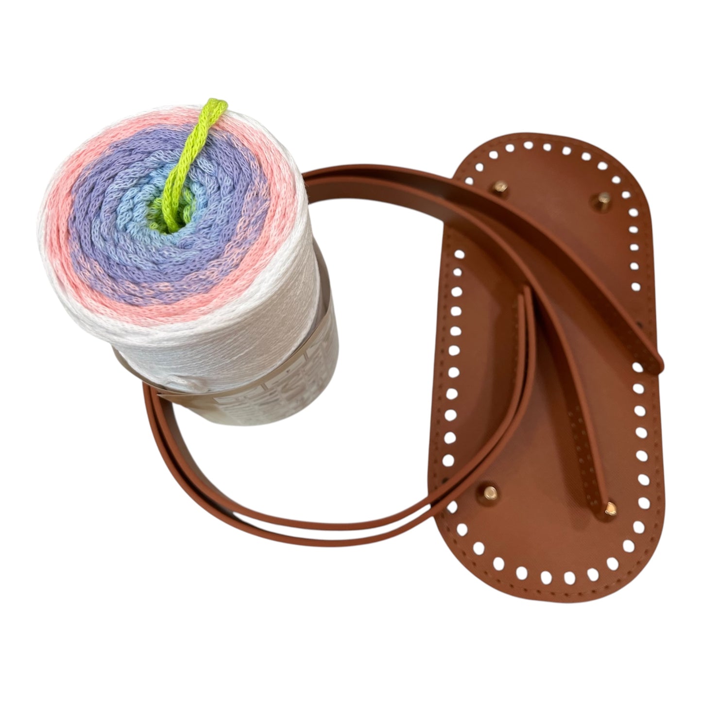 Crochet Bag Kit With Faux Leather Base and Handles