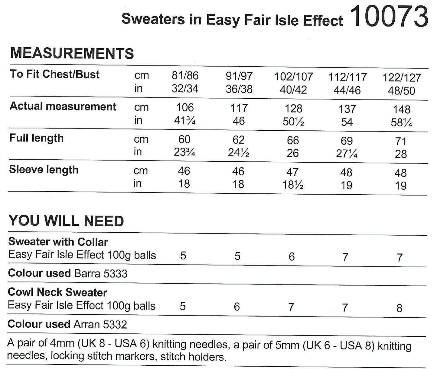 Stylecraft Easy Fair Isle Effect Aran Pattern 10073 Ladies Garment Pattern