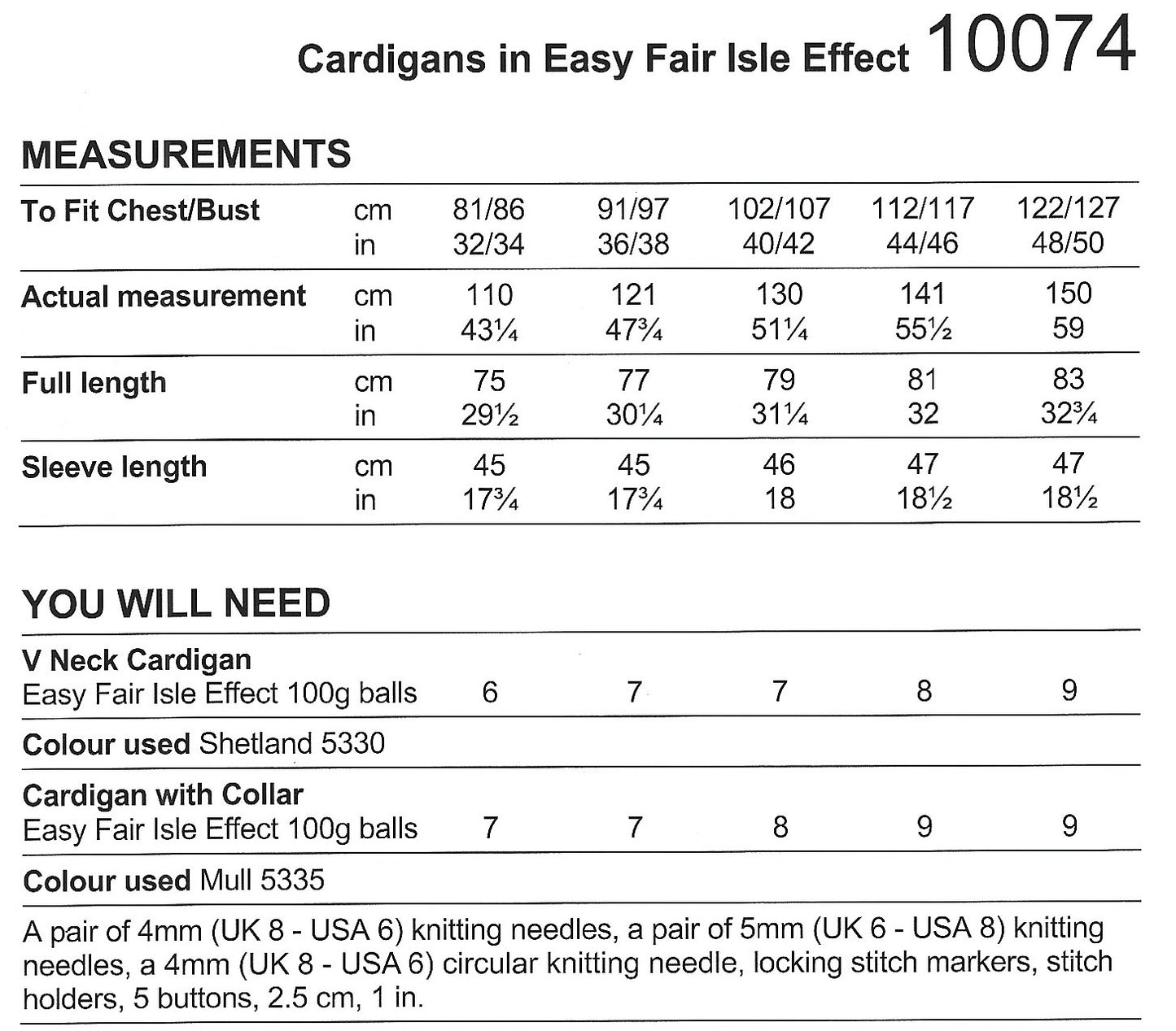 Stylecraft Easy Fair Isle Effect Aran Pattern 10074 Ladies Garment Pattern