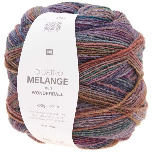 Rico Creative Melange Aran Wonderball 016 Purple/Rust