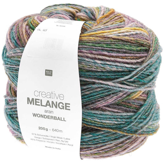 Rico Creative Melange Aran Wonderball 017 Mauve/Teal