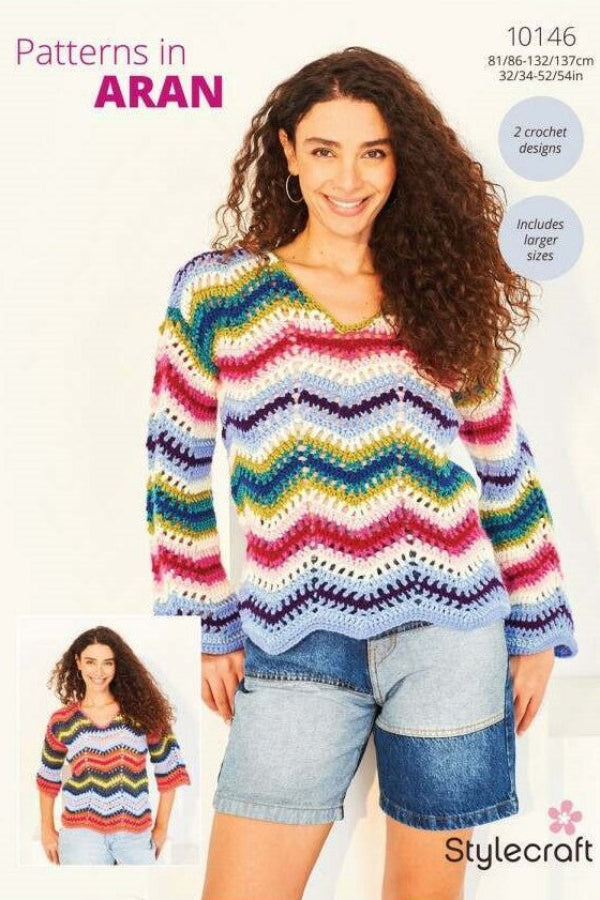 Stylecraft Crochet Ripple Top Pattern Aran 10146