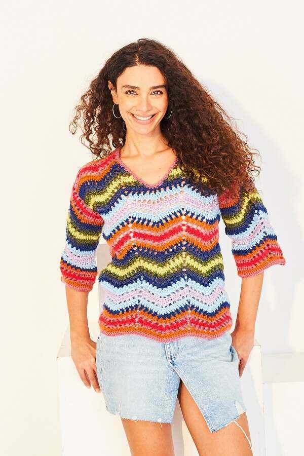 Stylecraft Crochet Ripple Top Pattern Aran 10146