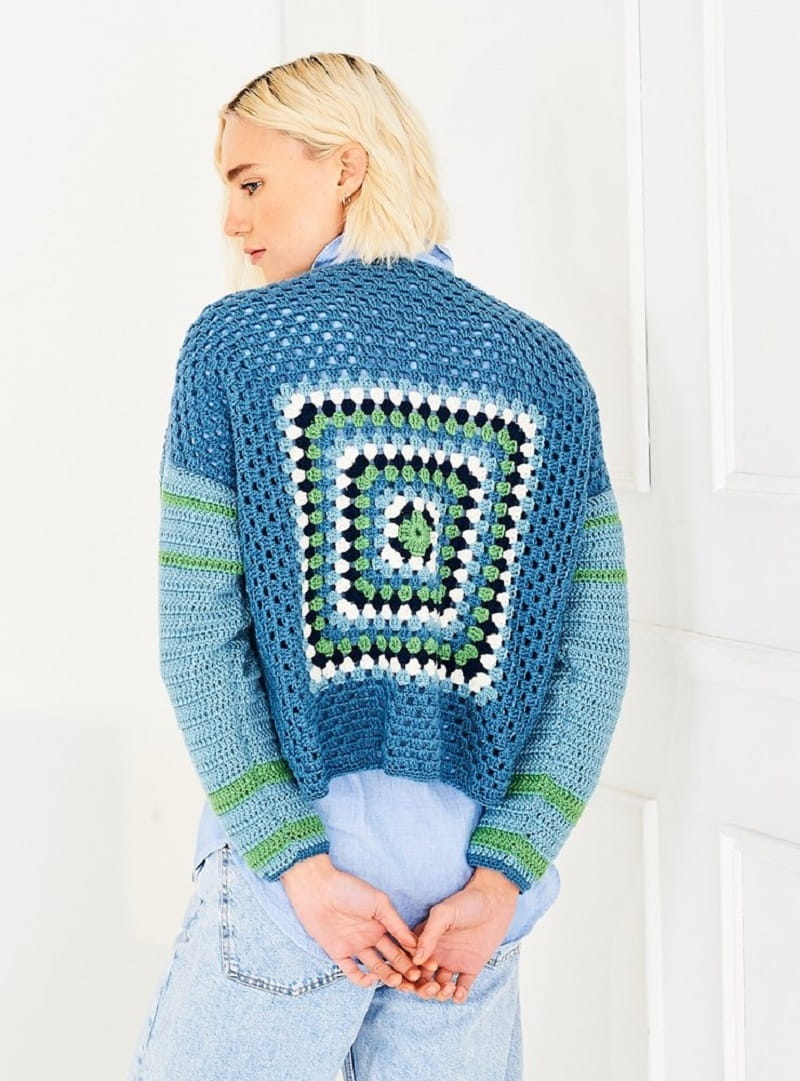 Stylecraft Crochet Granny Square Jumper Pattern Dk 10138