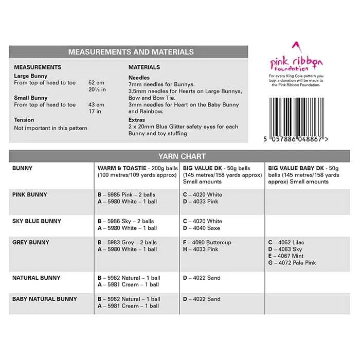 King Cole Warm & Toastie Snuggle Bunnies Pattern 9194 (Knit)