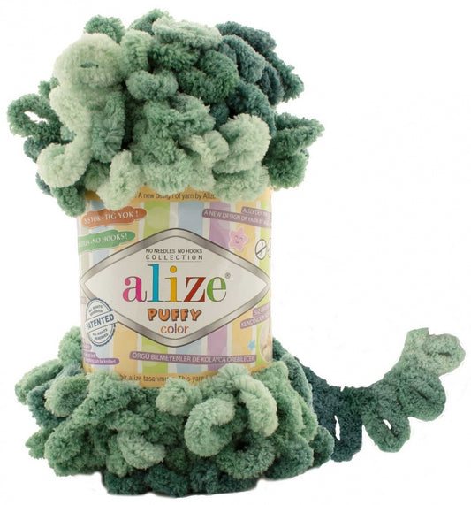 Alize Puffy Colour Finger Knitting 6258 Green Mix