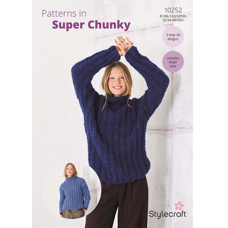 Stylecraft Cloudlike Super Chunky Pattern 10252 Knit Ribbed Jumpers