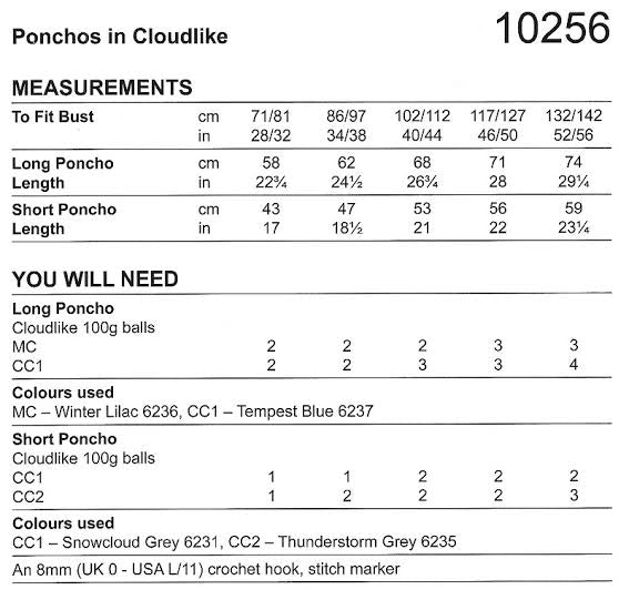 Stylecraft Cloudlike Super Chunky Pattern 10256 Crochet Adults Ponchos