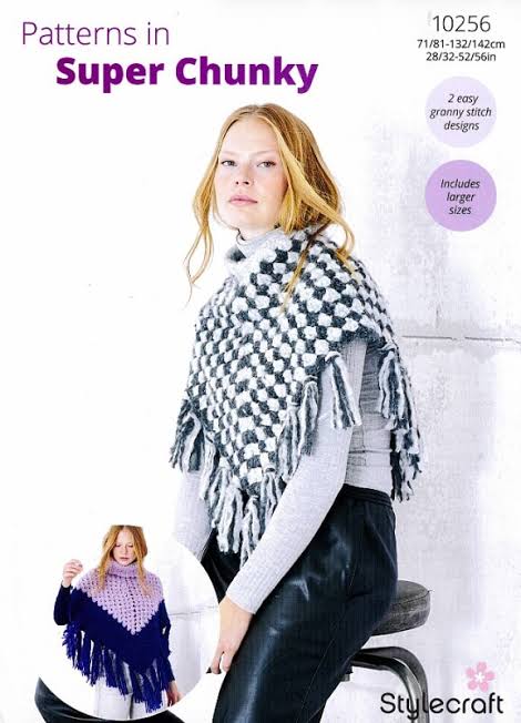 Stylecraft Cloudlike Super Chunky Pattern 10256 Crochet Adults Ponchos