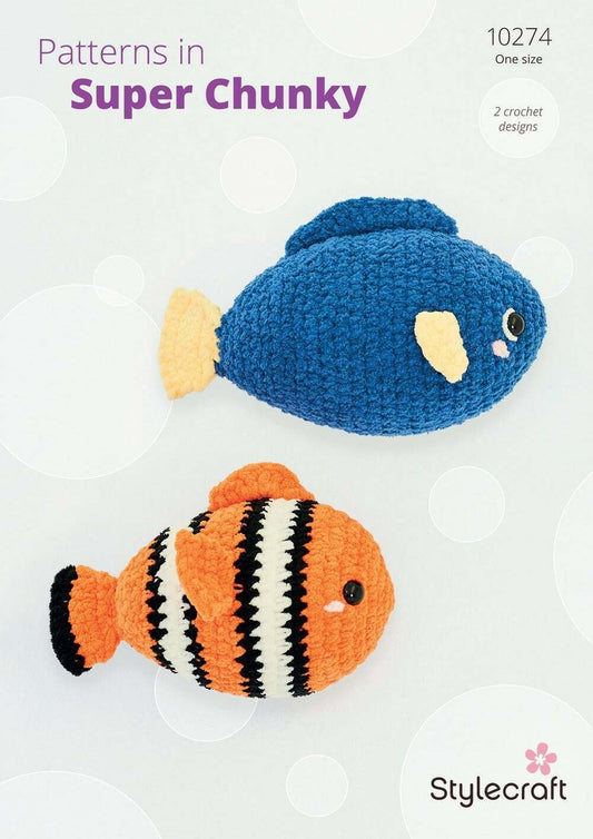 Stylecraft Soft & Cosy Pattern, Crochet Clownfish and Regal Blue Tang 10274