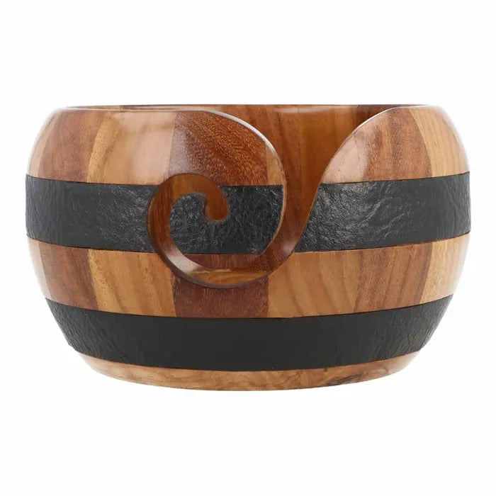 Scheepjes Yarn Bowl Teak/Rosewood and Leather 15x9cm