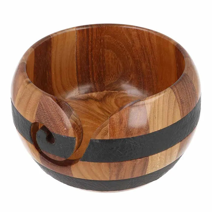 Scheepjes Yarn Bowl Teak/Rosewood and Leather 15x9cm