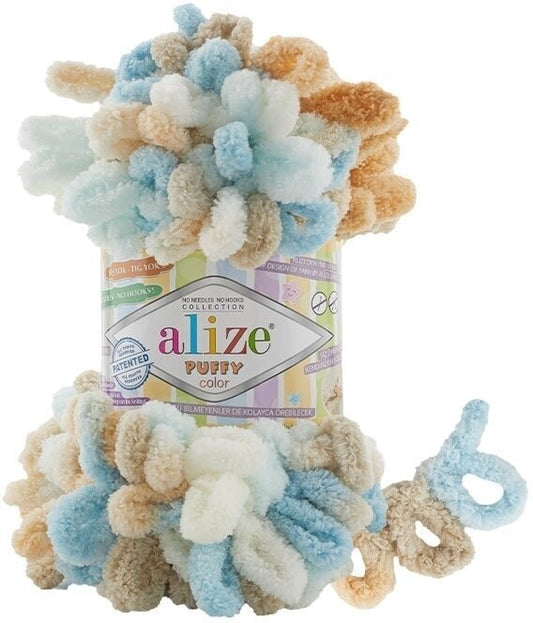 Alize Puffy Colour Finger Knitting 6530 Blue/Beige/Fawn/Cream