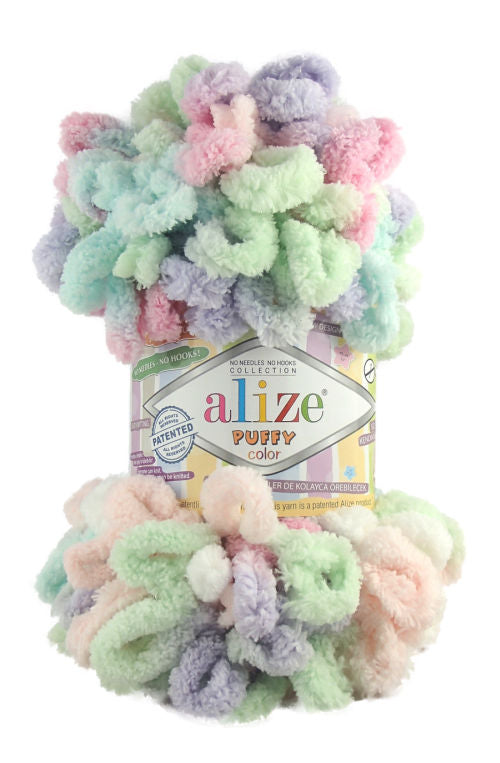 Alize Puffy Colour Finger Knitting 6526 Pink/Mint/ lavender/sherbet