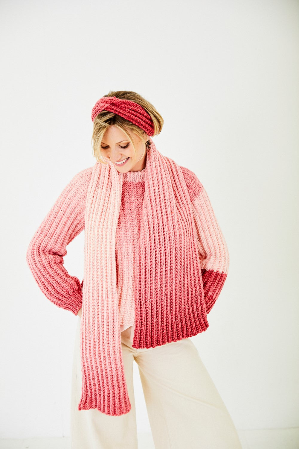 Stylecraft Horizon Pattern 10187 Knit Sweater, Scarf and Headband