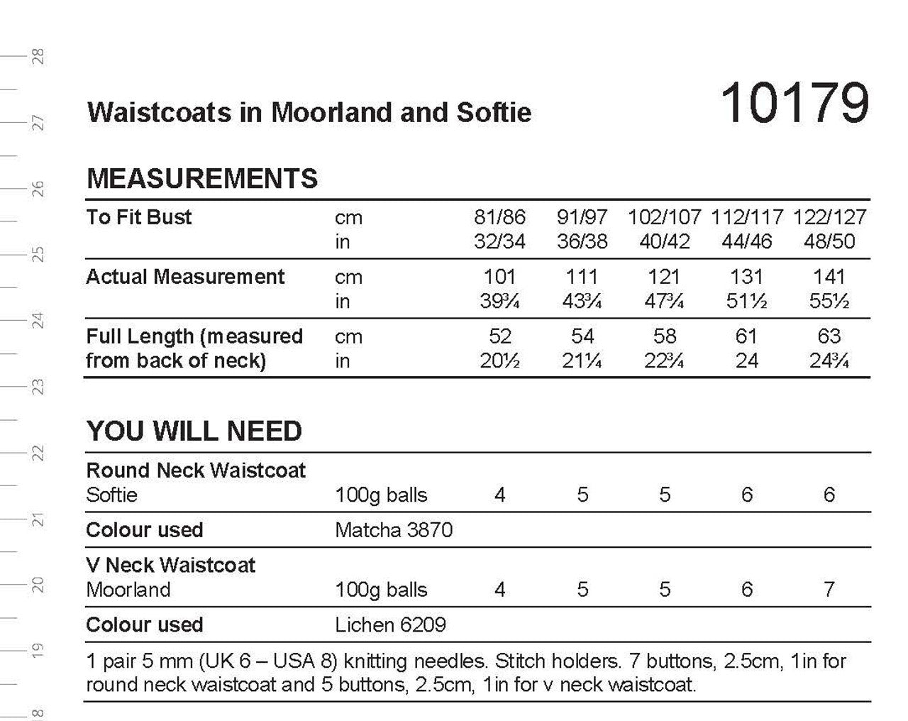 Stylecraft Moorland Chunky Pattern 10179 Knit Waistcoats