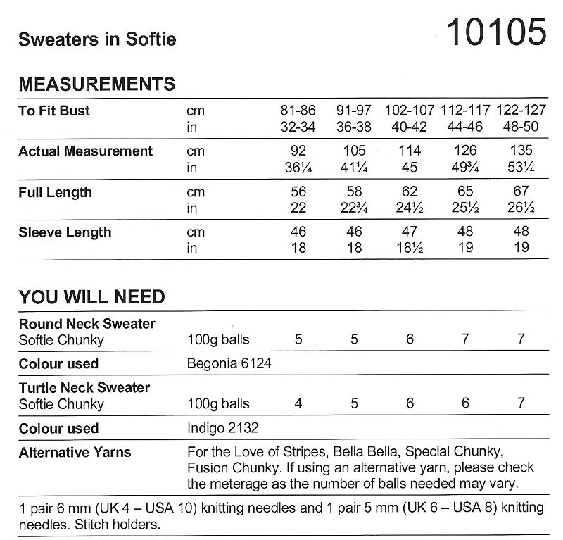 Stylecraft Chunky Pattern 10105 Knit Sweater