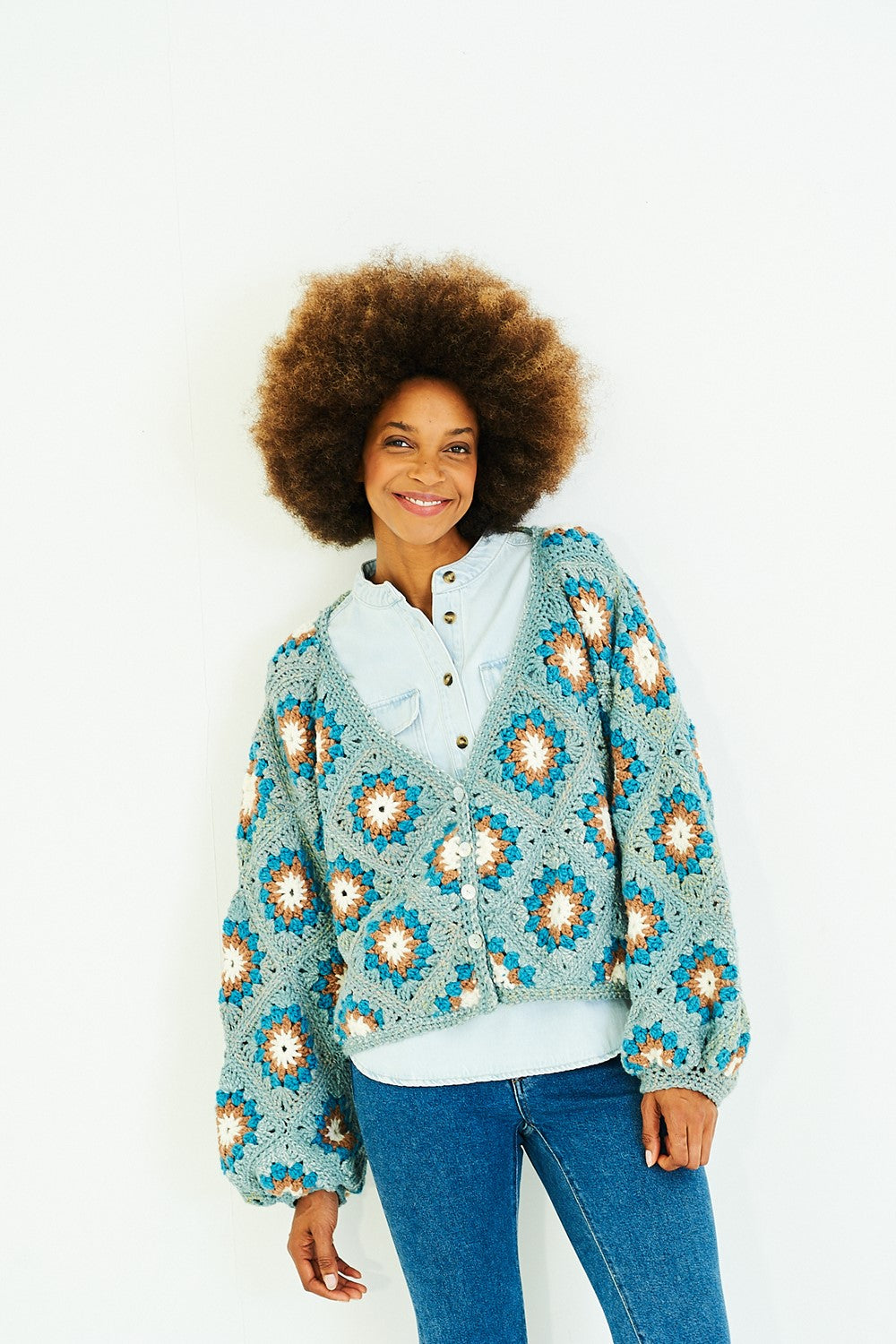 Stylecraft Chunky Pattern 10177 Crochet Granny Square Sweater and Cardigan