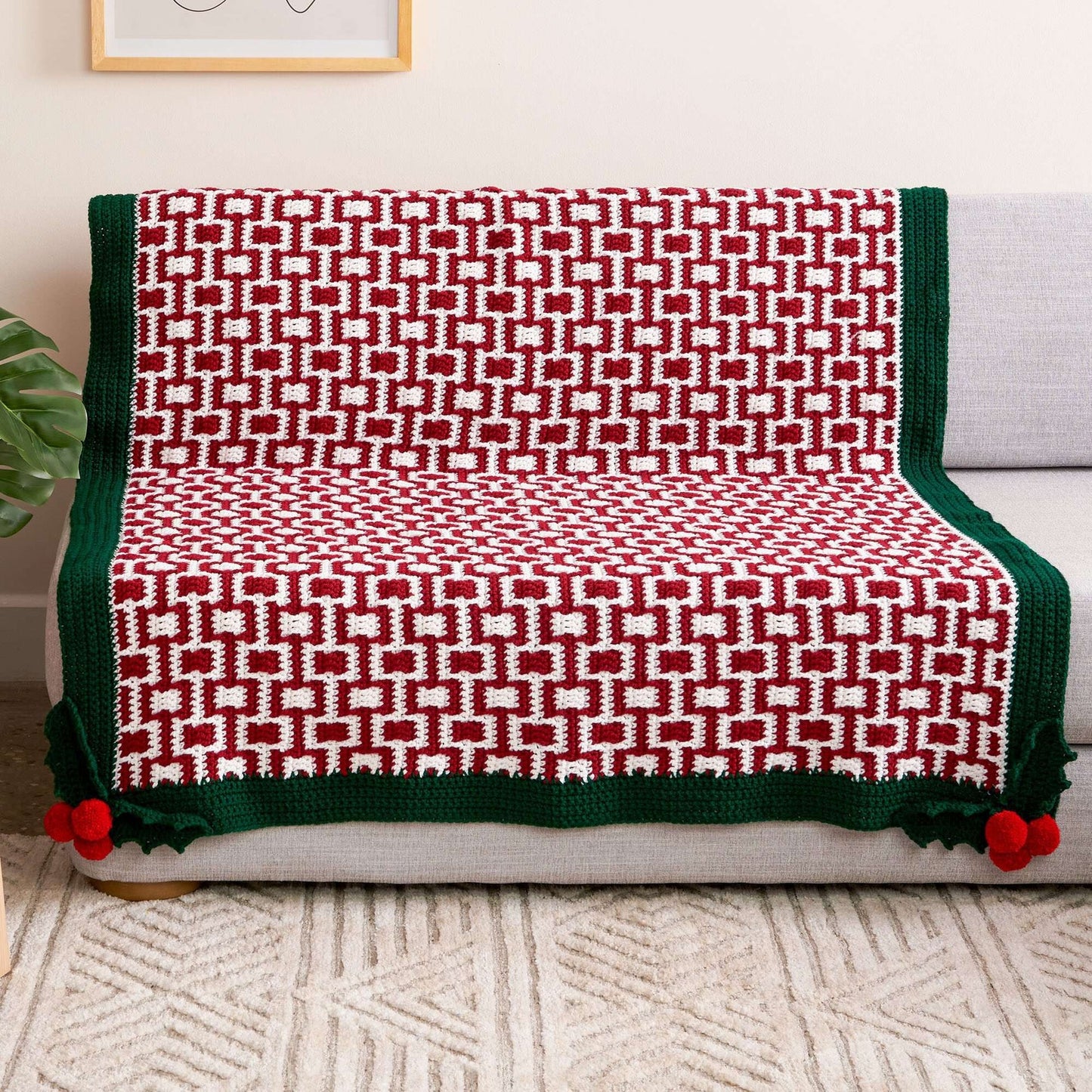 Yarnspirations Holly Jolly Mosaic Crochet Blanket Kit