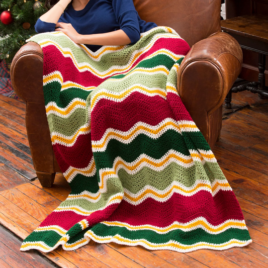 Yarnspirations Holiday Chevron Throw, Crochet Blanket Kit