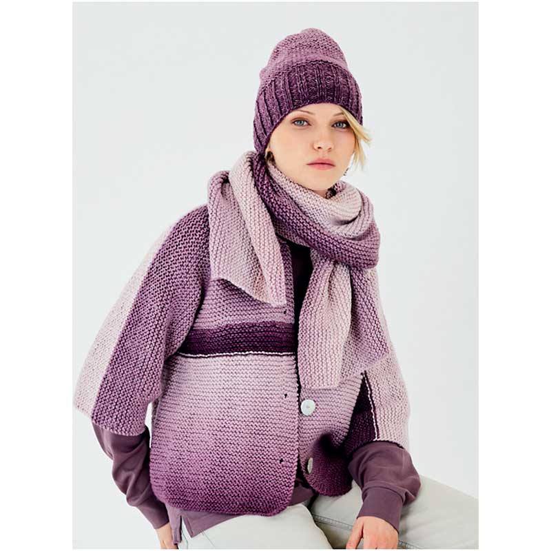 Stylecraft Horizon Chunky Pattern 10185 Knit Cardigan, Hat and Scarf