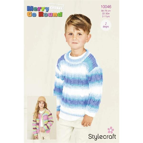 Stylecraft Merry Go Round Chunky Pattern 10046 Kids Cardigan/Sweater