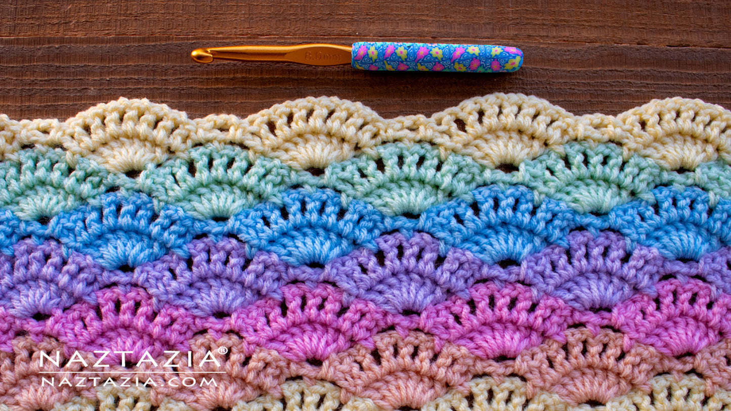 Large Shell Stitch Crochet Blanket Kit (Naztazia.com)