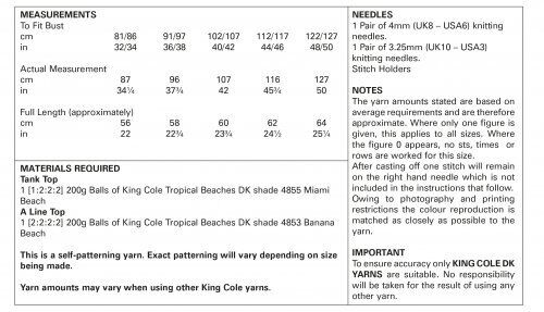 King Cole Beaches Dk Pattern 5888