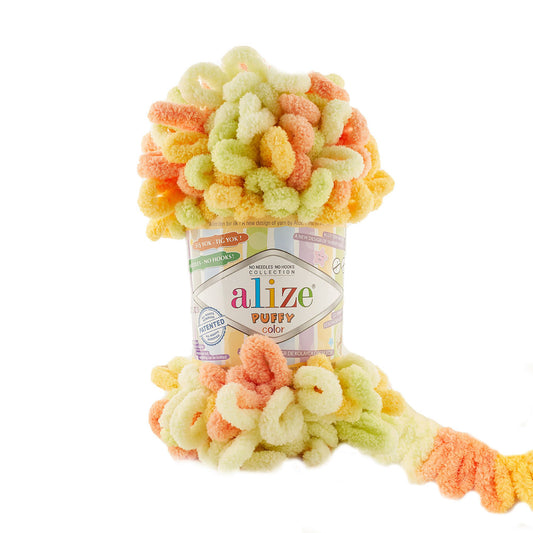 Alize Puffy Colour Finger Knitting 6313 Lime/Orange